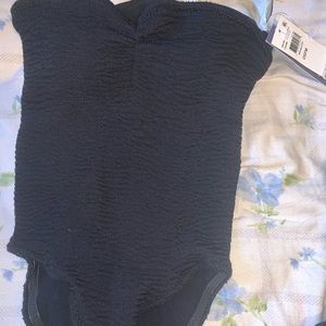 Black one piece strapless bathing suit size small